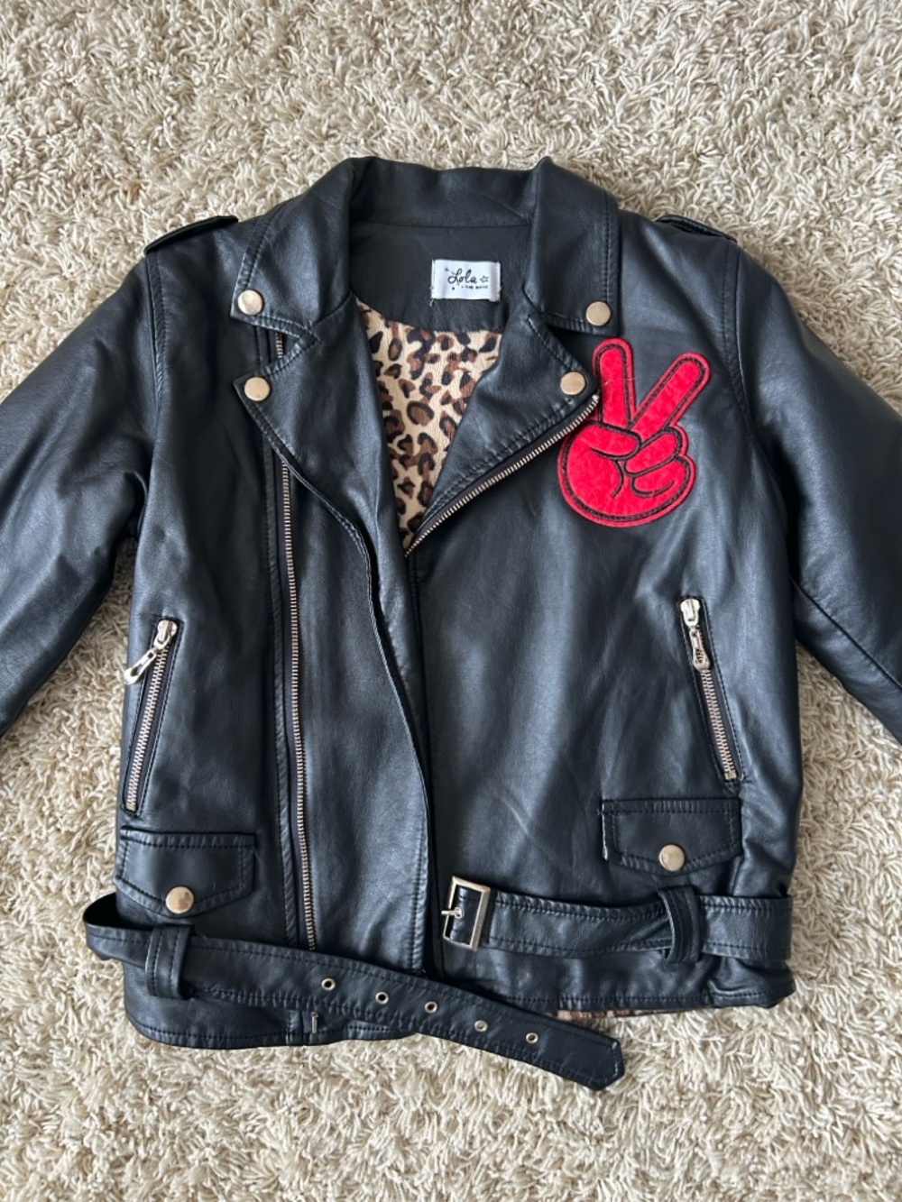 Lola and the Boys ‘All about the Patch’ vegan leather jacket Size 10